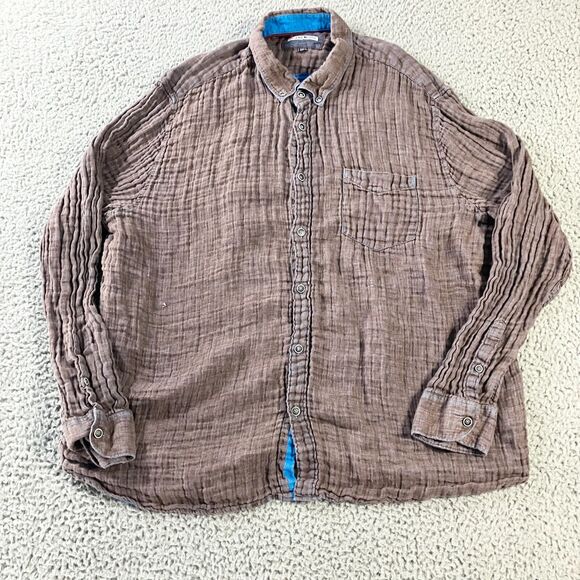 32 Bar Blues Shirt Mens XXXL 3XL Red Button Down Long Sleeve Casual Lightweight - Picture 1 of 4
